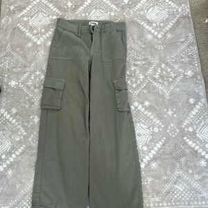 Sage green cargo wide leg pants